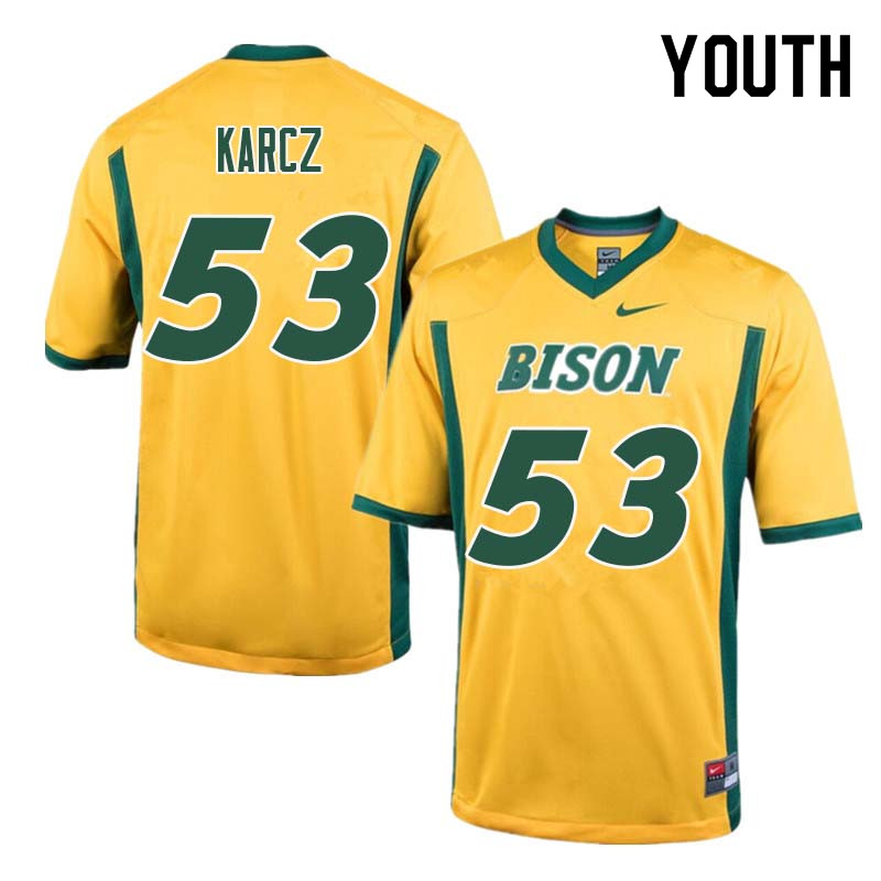 Youth #53 Cole Karcz North Dakota State Bison College Football Jerseys Sale-Yellow - Click Image to Close